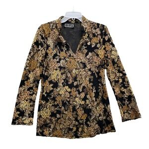 VTG Studio Connection Tunic Top Women's Small Floral 70's Boho Whimsigoth Office